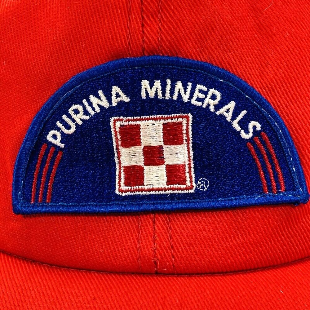 Purina Chow Minerals Vintage Cap Snapback Patch Red Wide Brim Feed Farm USA